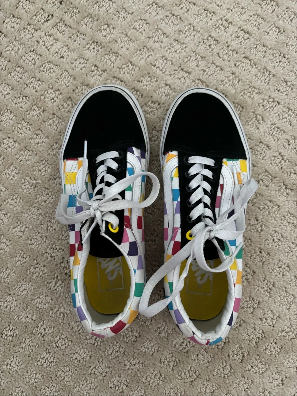 Vans Rainbow Check Sneakers with Black Toe Cap